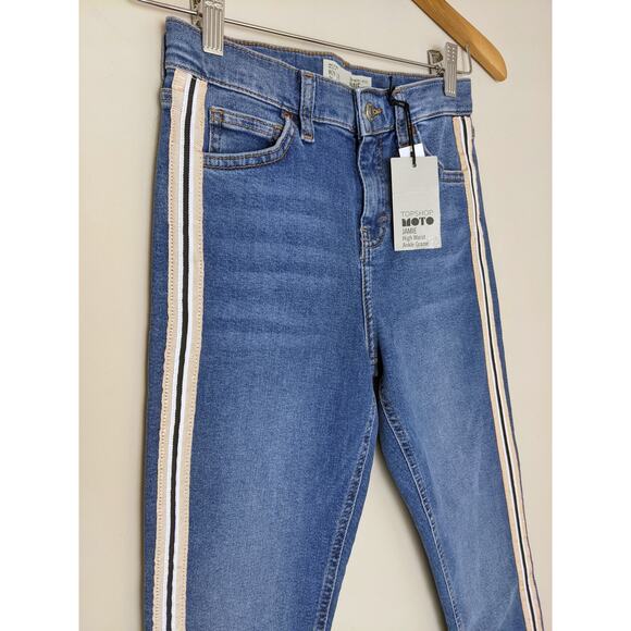 NWT TOPSHOP Moto Jamie Side Stripe Jeans W26 L28 - Picture 3 of 10